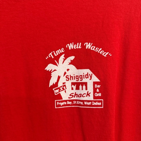 Shiggidy Shack St Kitts Souvenir Long Sleeve Tee Red XL EUC - Picture 4 of 4